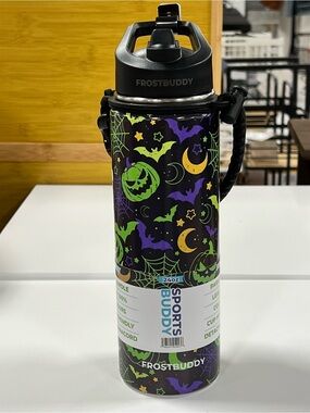 Frost Buddy Halloween Pumpkin & Bat Sports Water Bottle - Black, Green, Purple